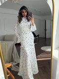 2024 Gentle Wind Small Fresh Flowers And Leaves Long Dress