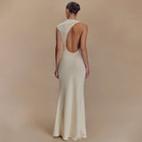 2025 New Solid-Color Sleeveless Roll-Free Backpack Hip Dress