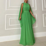 2024 Summer Neck Chiffon Dress Light Luxury Sexy Shawl Dress