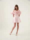 Niche 2025 Spring New One-Word Hand-Caught Nailed Three-Dimensional A Dress Dress Women