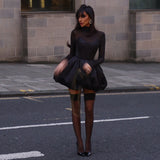 Autumn 2025 New Style Style Style Body Soaking Hem Net Yarn Sexy Dress Woman DJPT