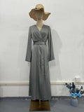Women's Clothing 2025 Spring New Long Dress Temperament Long-Term Waist Chain Solid Color And Set Of Face Dress