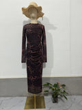 2024 New Temperament Round-Neck Print Leopard Print Mid-Rise Dress Dress Dress Woman