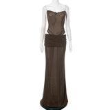 Women's Thoracic Fish Bone Top Low-Waisted Hip Dress Sexy Suit DJPT