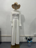 Long-Sleeved Waist-Bubble Sleeves In Autumn And Pure-Colored Fairy-Winding Dress
