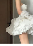 Ball Gown Sweetheart White Satin Floral Holiday Dress Birthday Dresses Birthday Outfits SD1239