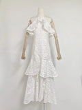 Model 2025 Summer New Sexy Tight Dress Body Body To Collect Waist Hollow Long Dress Woman