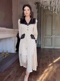 Summer New Lace Doll Collar Body-Point Printing Dress