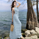 Dress Niche Design Hanging Neck Sling Sling Vest Holiday Wrinkled Half-Dress Suit