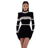 Fashion Water Drill Bandage Dress Temperament Tight-Buff Party Dress Dress