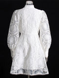 Retro Court Dress Women's Dress 2025 Early Spring New Lace Embroidery Jed Flower Collection Waist Thin Skirt