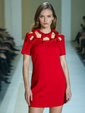 Famous Style Dress Women's Dress 2025 Spring New Round Collar Bow Hollow Design Dress