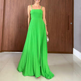 Women's High-Rise Splicing Sexy Dew Solid Color Design Dress In Summer 2025