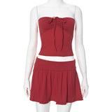 Women's Spring 2024 New Sleeveless Rolled T-Shirt Spice Girl Dress Set DJPT