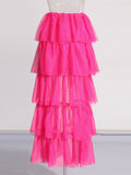 Personality Style 2025 New Mesh Splicing Before The Short After Long Cake Pony Skirt Dress