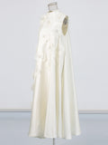 Temperament Fashion Geek Wind 2025 Spring New Heavy Industry Irregular Three-Dimensional Flowers Sleeveless Long Dress Woman