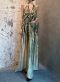 High-End Spring-Summer New Holiday Wind Hanging Shoulder Dress V Neck Strapped Bare Back Dress