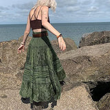 And Summer New Fashion Women's Silk Silk Print Skirt Dress Large Hundred Fold Skirt DJPT
