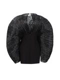 Egan Yarn Folded Skirt 2025 Spring New Round Collar Bubble Sleeve Splicing Sexy Bag Hip Dress