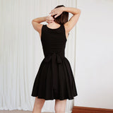2025 New Solid Color Sleeveless Tie With Hip Repair Dress