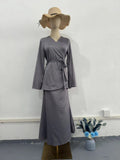 2024 New Set Of Vertiny To Receive Waist Design Long Dress Suit Woman