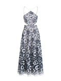 Babes 2025 New High-End Feeling Hanging Neck Sling Belt Hollow Print Dress In The Female