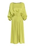 French Style Dress 2025 Summer New Round Collar Collar With Shoulder Sleeve Texture Waist Dress Dress Dress Woman