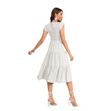 Summer Women's Flying Sleeves Folded Layered Short-Sleeved Dress Chiffon Pregnant Women's Dress Maternity