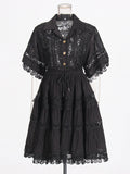 Romantic Style 2025 Summer New Collar Embroidered Lace Shirt With Elegant Half-Skirt Set