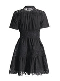 Retro Court Style Dress 2025 Spring New Heavy Industry Court Wind Hollow Waist Short Dress Woman