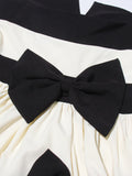 Temperament Style Dress 2025 Summer New Face Splicing Bow Bump Design Dress Dress Dress Dress