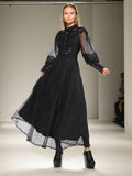Vintage Court Dresses Spring 2025 New Embroidered Lace Slim Solid Colored Dresses