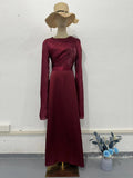 2024 Splicing Glass Yarn Sleeve Long Lint Repair Dress
