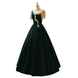 Green Evening Dress Dress Female Piano Performance Performance Suit High-End Temperament High-End Host Folk Song Singing Dress