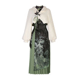 Yan No Return To Hanfu Women's Chinese Style Improvement Han Element Cheongsam Jacket Half Skirt Set 8979