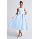 Women's Hepburn Style Solid Round-Neck Sleeveless Dress In Autumn 2024