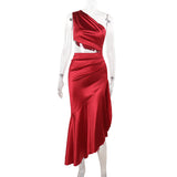 Autumn 2025 New Long Dress Famous Style Temperament Sexy Slant Shoulder Vest Dress Dress DJPT