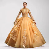 Performance Suit V-Neck 2025 New Color Yarn Vocal Art Canopy Skirt Host Dress Woman Retro