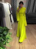 2024 New Lotus Leaf Sleeve Long Half-High Collar Design Feel Dress Temperament