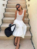 Mesh Vest Sweet Splicing Fake Two-Piece Self-Sightament Dress 2024 Summer New Summer
