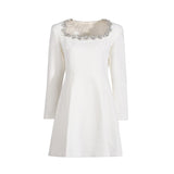 Famous Sexy Light Extravagant Evening Dress 2025 Spring New Square Collar Diamond Splicing Short-Term Waist Dress