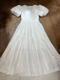 Niche 2024 Summer Wind V Collar Bubble Sleeves Short Sleeve Splicing Folds To Collect Waist Pink Dress Dress