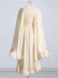 Retro High-End Court Style 2025 New V-Neck Long-Sleeved Shawl Collection Waist 100 Folding Lotus Leaf Edge Joint