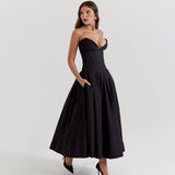 Party Dress Burst Sexy Low-Rise Long Dress Deep V Wrapped Breast Dress