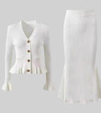 Autumn And Winter New Small Fragrant Wind Lotus Leaf Side V-Necked Ass Hips Small Fishtail Skirt LX0100
