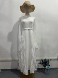 2025 New Lotus Leaf Side Splicing Court Chiffon Temperament Semi-High Collar Dress