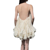 2024 New Beautiful Exquisite Ribbon Sling Dress Lotus Leaf Side Loose Holiday Dress