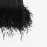 Version Of The Simple Name Wind 2025 Summer Round Collar Sleeveless Short Female Solid Color Hem Ostrich Hair Splicing Dress
