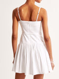 Summer New Fashion Waist Solid Color Pressure Fold Solid Color Sling Dress