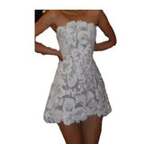 Temperament Light Luxury Flower Embroidery Tective Dress Female First Love Gentle Waist Thin Dress Dress DJPT